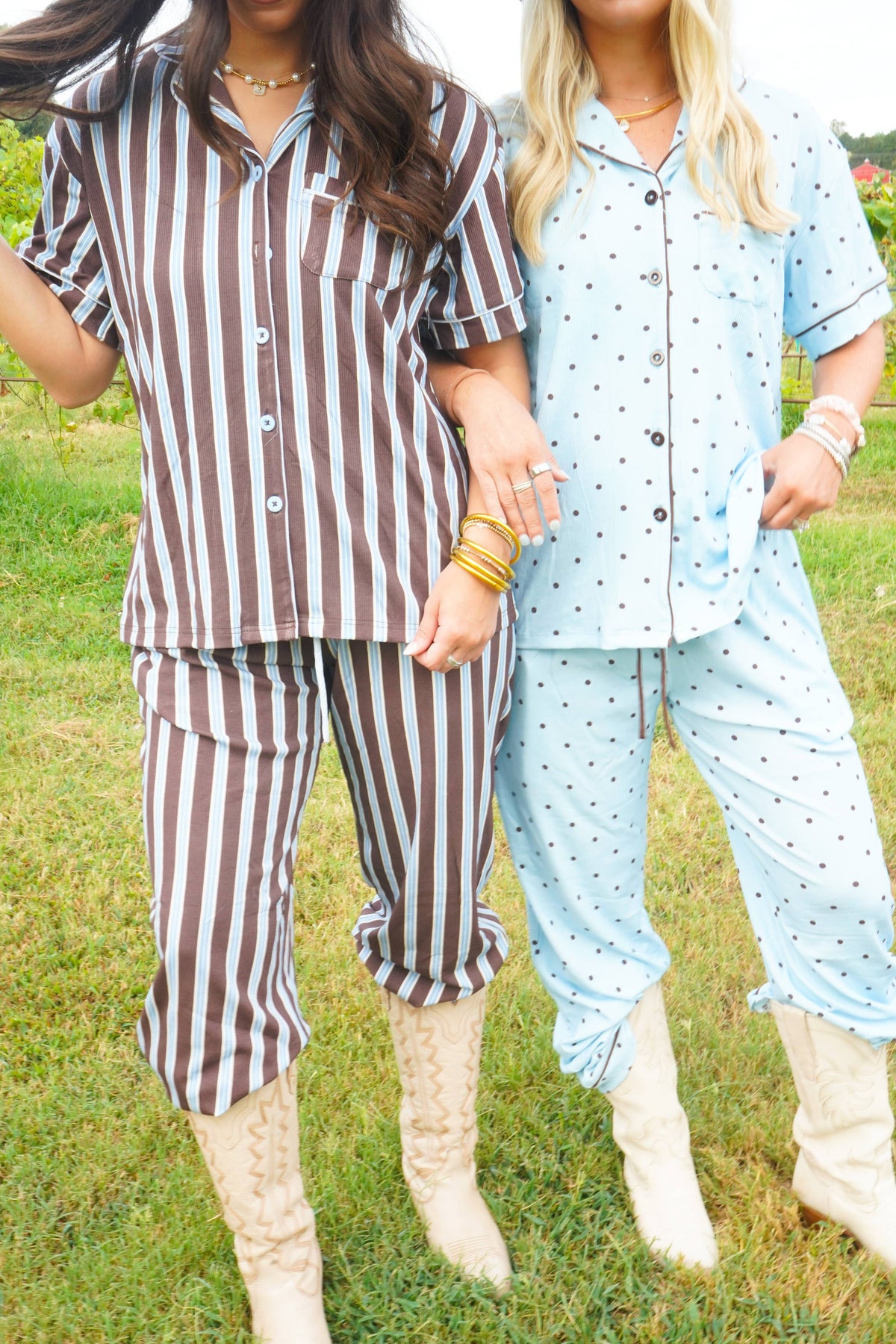 Blue & Brown Polka Dot |  Pajama Set