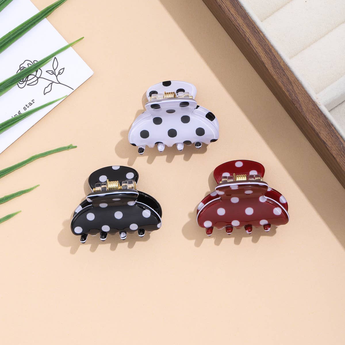 Mini Classic Polka Dot Pattern Hair Claw Clip