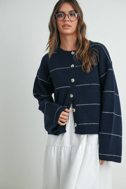 Lola Button Front Striped Cardigan