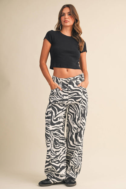 Val Zebra Print Barrel Pants