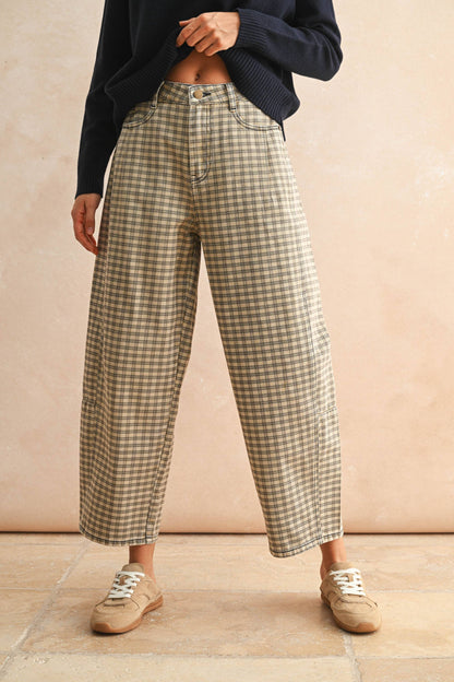 Ginger Gingham Barrel Pants