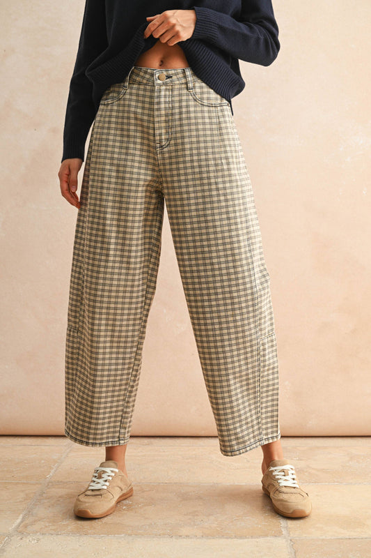 Ginger Gingham Barrel Pants