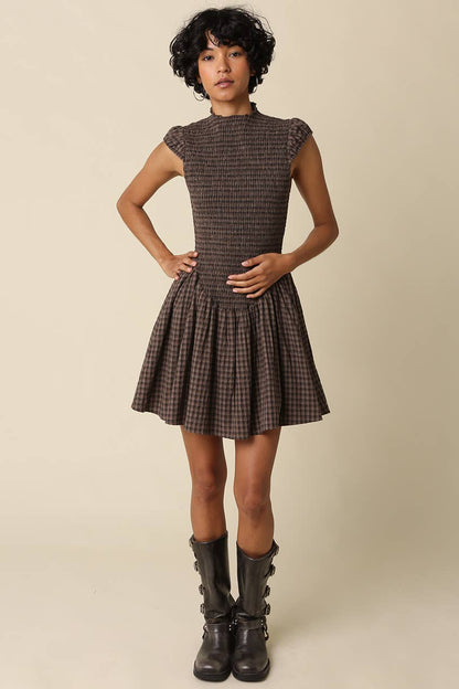 Angela Plaid Smocked Mini Dress