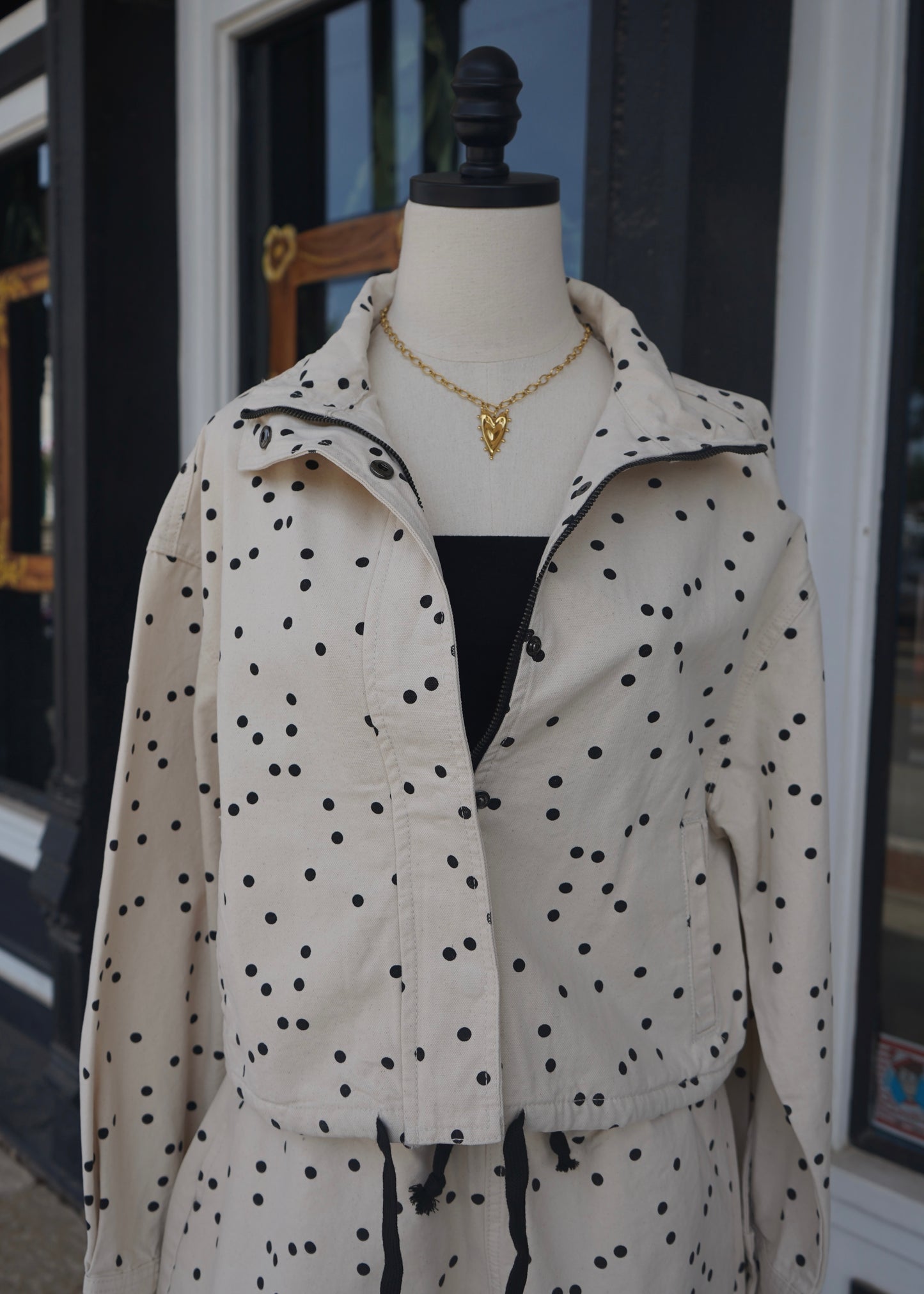 Amie Polka Dot High Neck Jacket