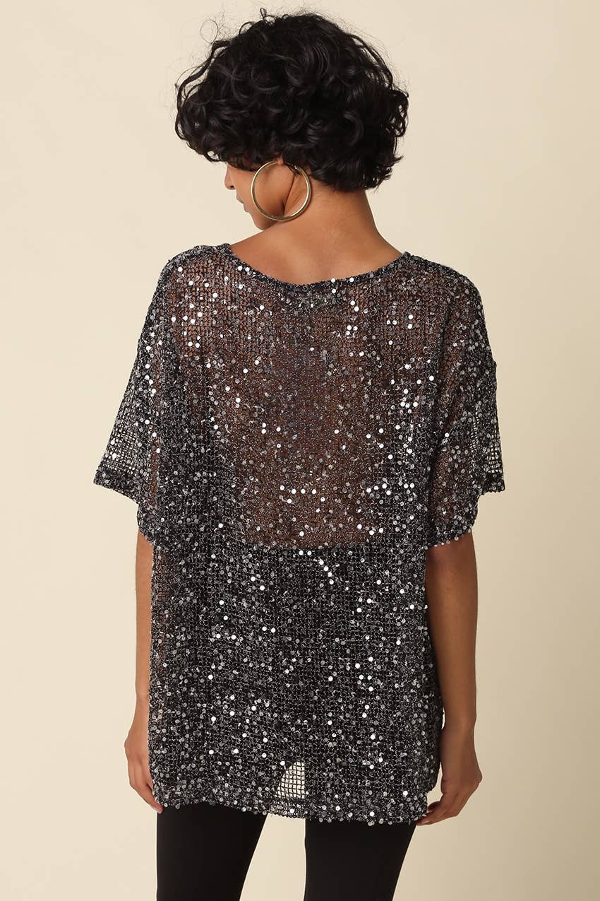 Rena Sequin Mesh Top