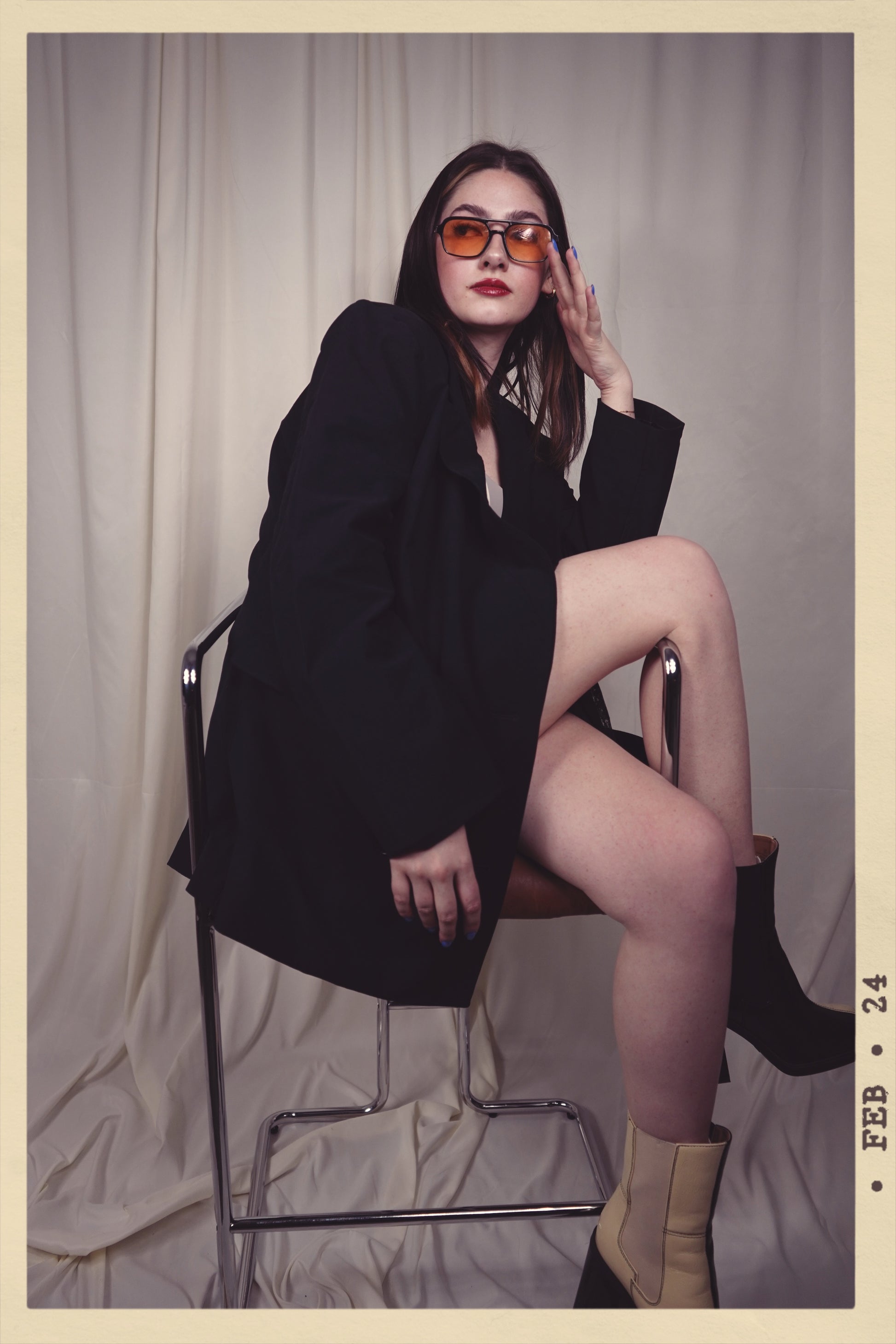 oversized boxy blazer black double breasted