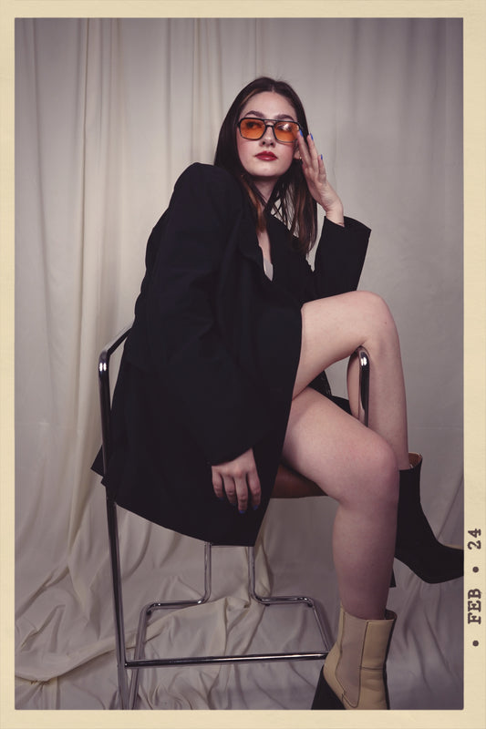 oversized boxy blazer black double breasted