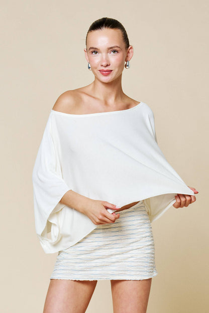 Dara Off-Shoulder Poncho Top