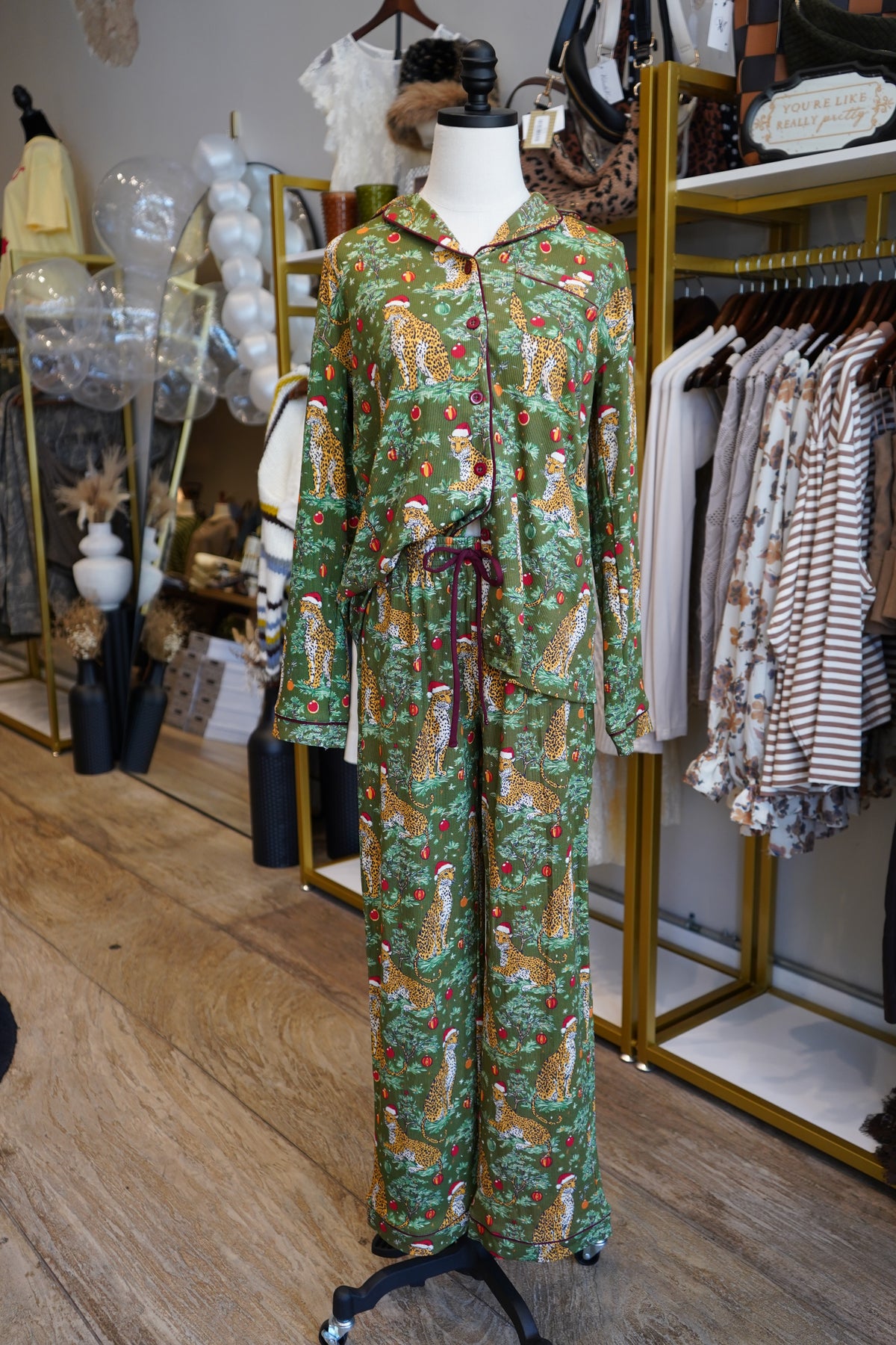 Christmas Cheetah Pajama Set