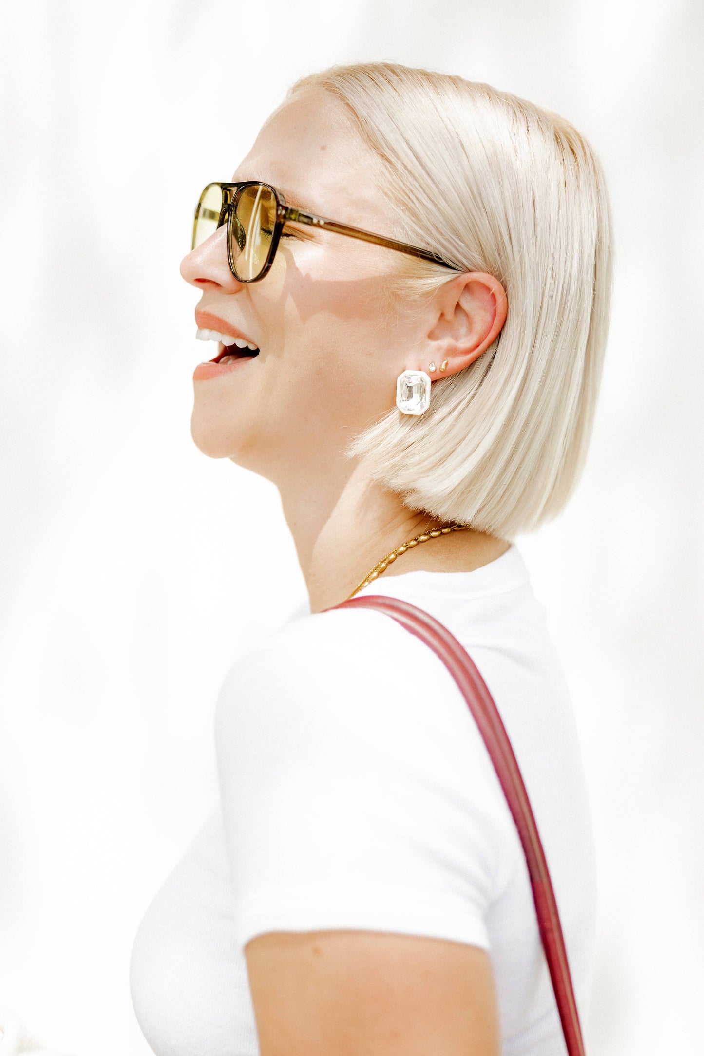 Eva Statement Earrings - White