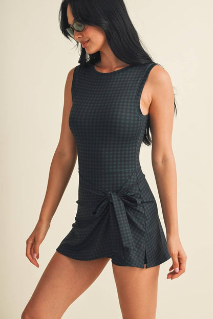 Wren Gingham Wrap Tie Front Dress