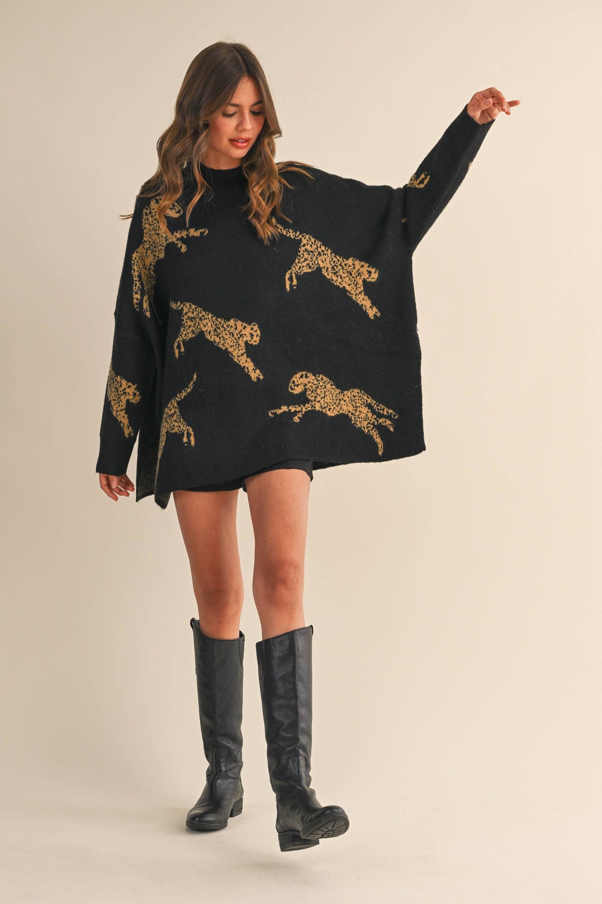 Hanna Cheetah Mockneck Sweater