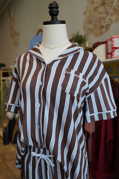 Chocolate & Baby Blue Stripes | Pajama Set