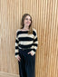 Lia Striped Ribbed-Knit Sweater