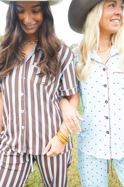 Chocolate & Baby Blue Stripes | Pajama Set