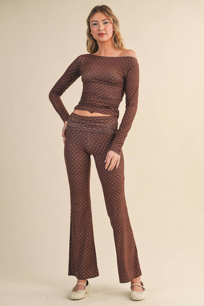 Mable Polka Dot Print Off The Shoulder Top