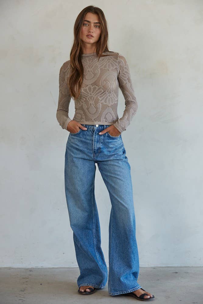 Bonnie Seamless Jacquard Mock Neck Long Sleeve