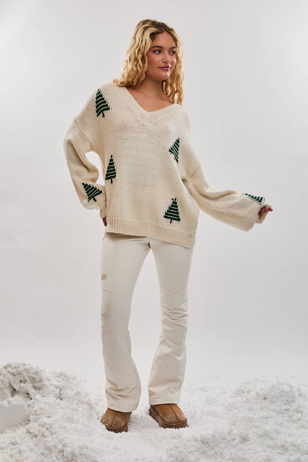 Pleasing Pine V Neck Sweater