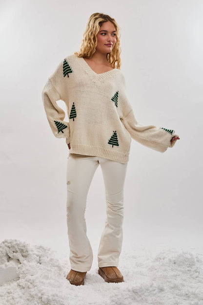 Pleasing Pine V Neck Sweater