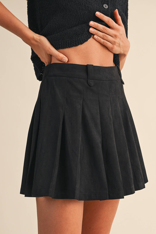Vienna Suede Pleated Mini Skirt