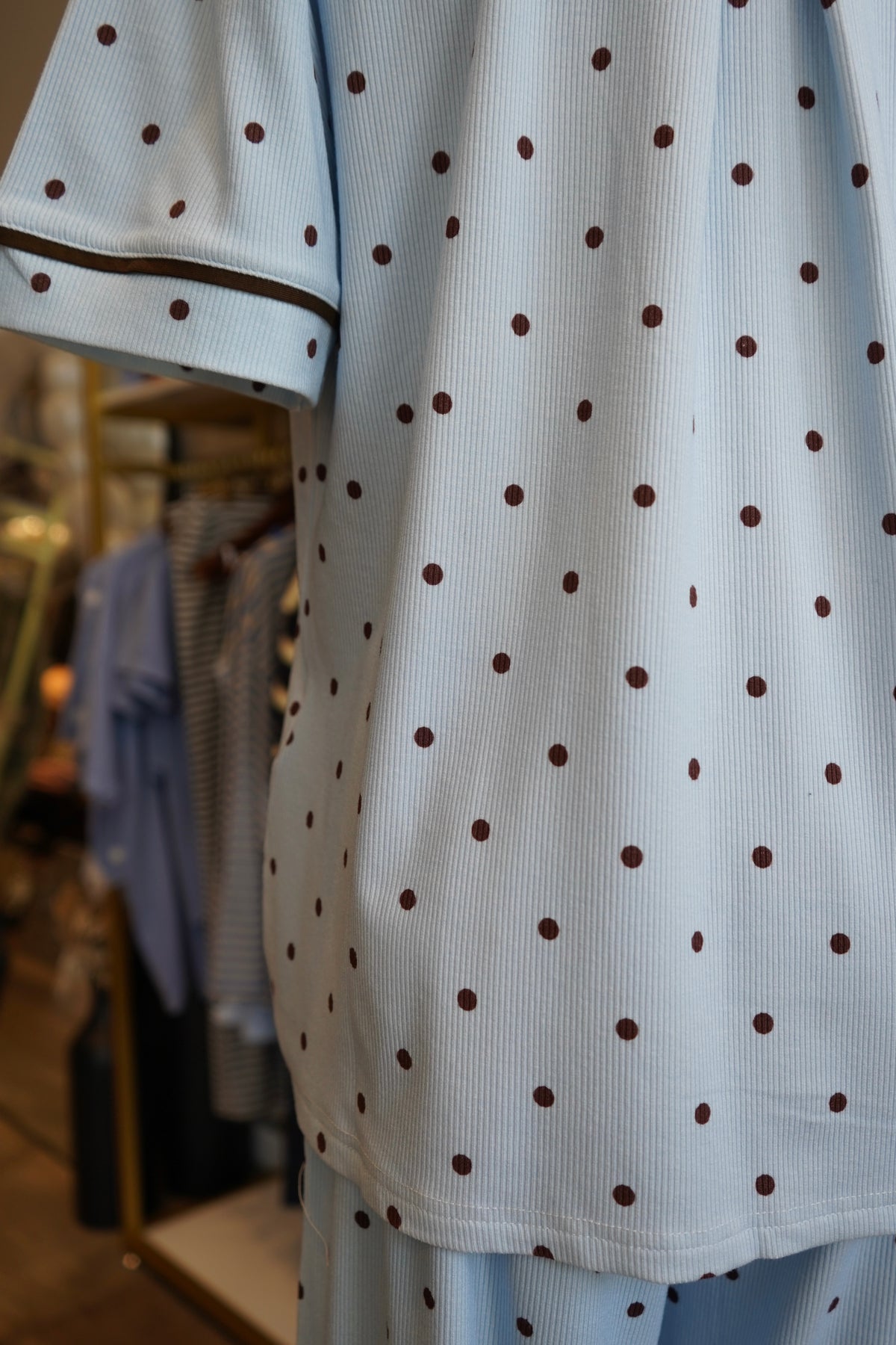 Blue & Brown Polka Dot |  Pajama Set