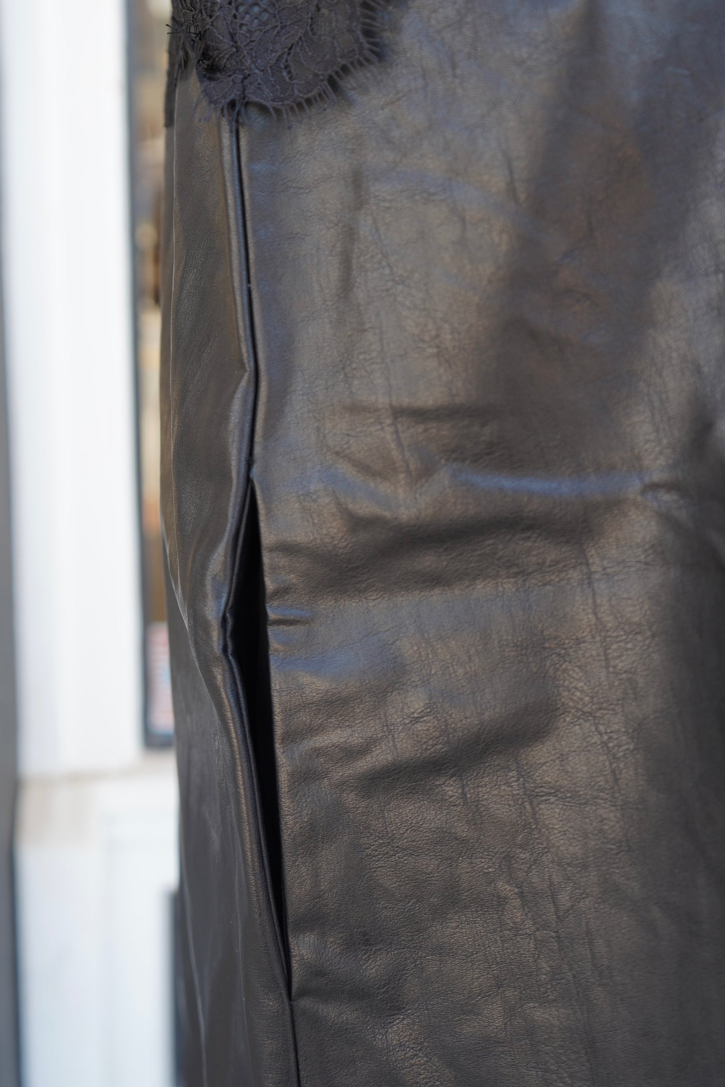 Kayda Structured Leather & Lace Mini Dress