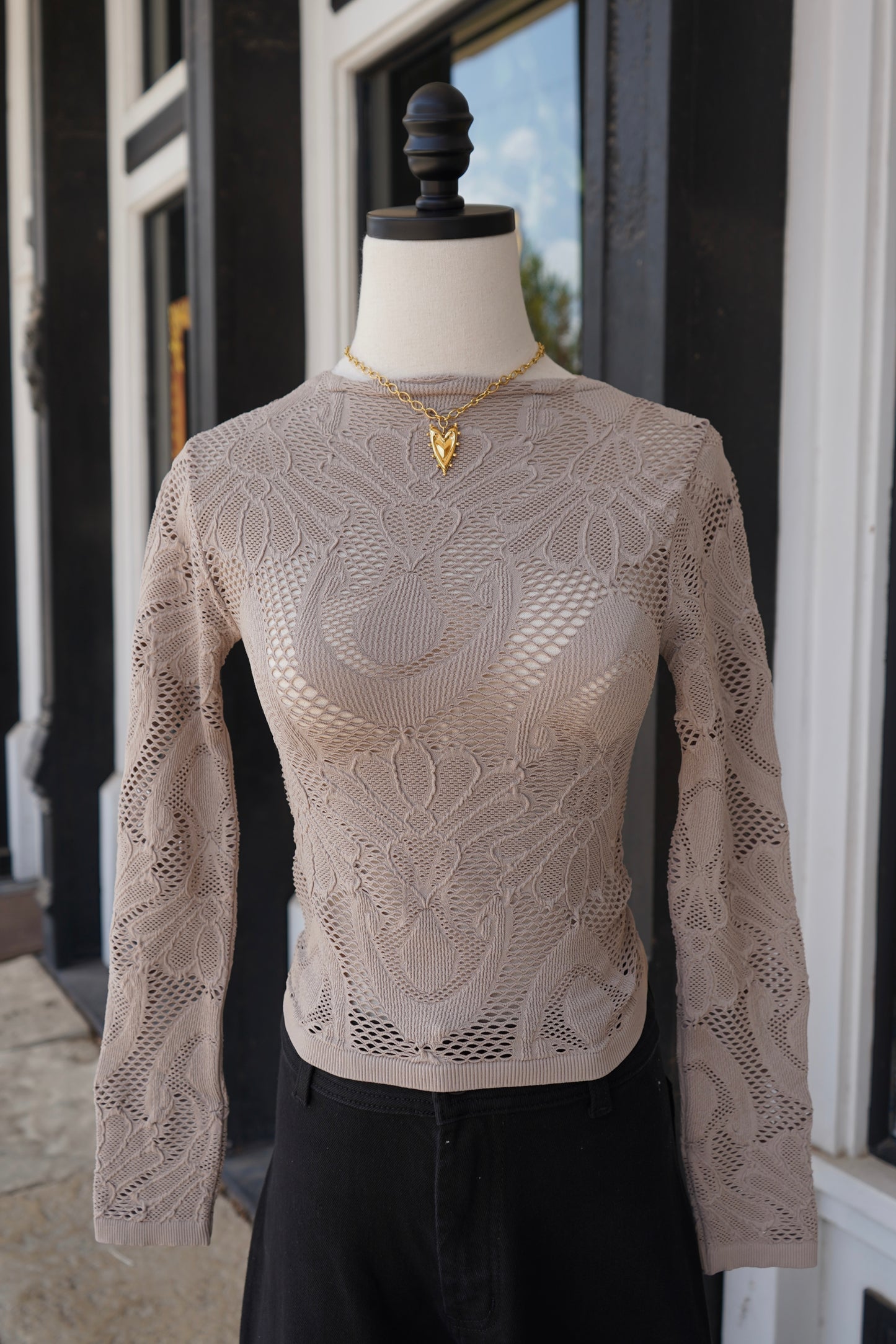 Bonnie Seamless Jacquard Mock Neck Long Sleeve