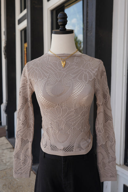 Bonnie Seamless Jacquard Mock Neck Long Sleeve