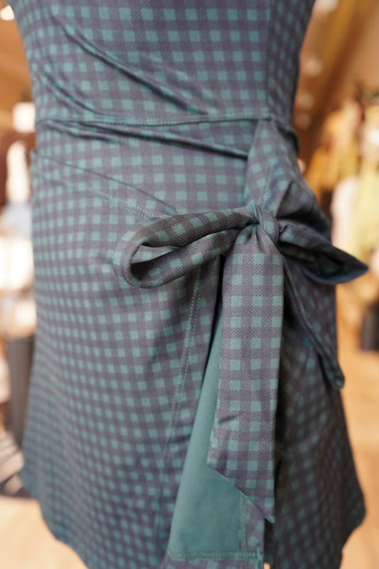 Wren Gingham Wrap Tie Front Dress