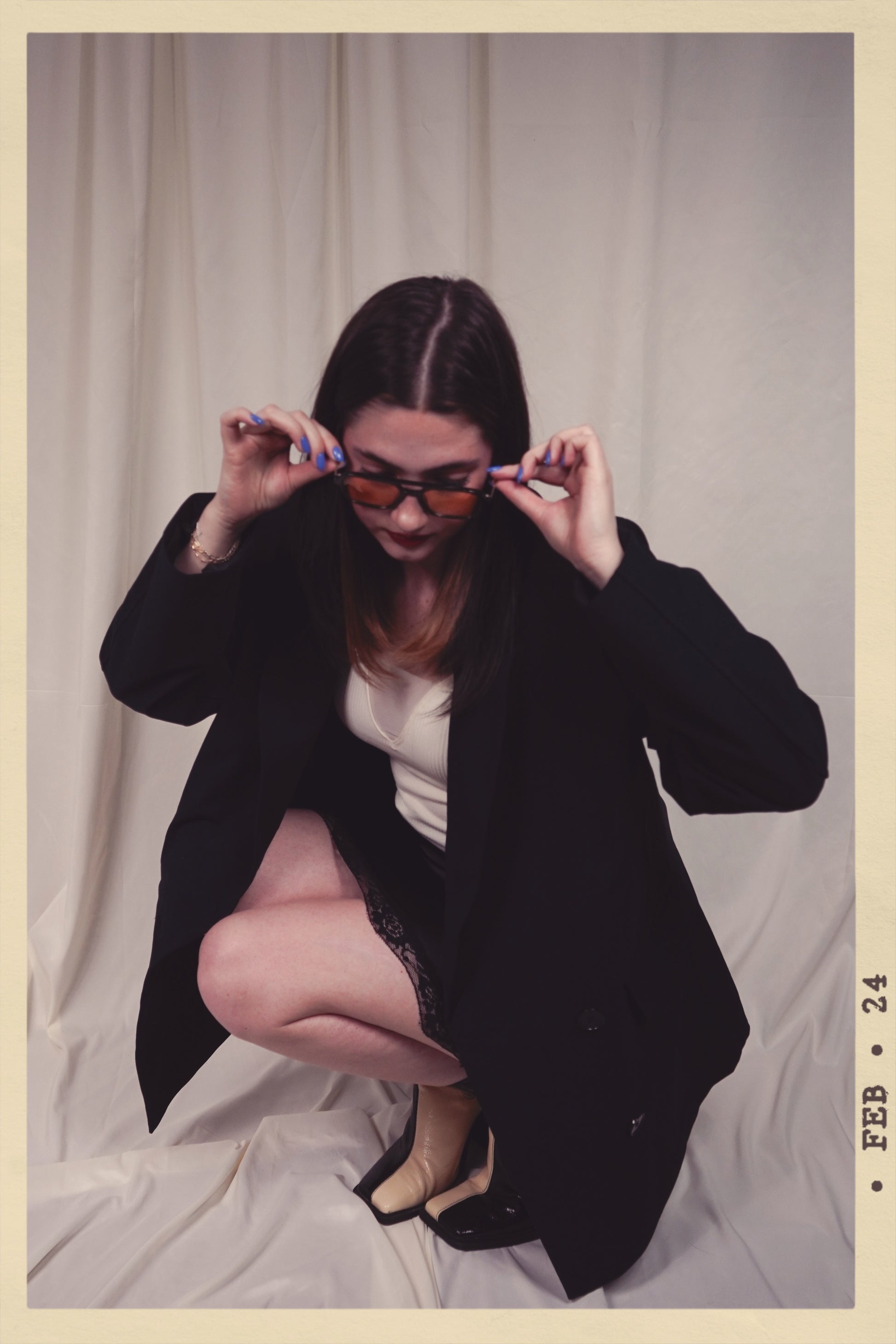 oversized boxy blazer black double breasted