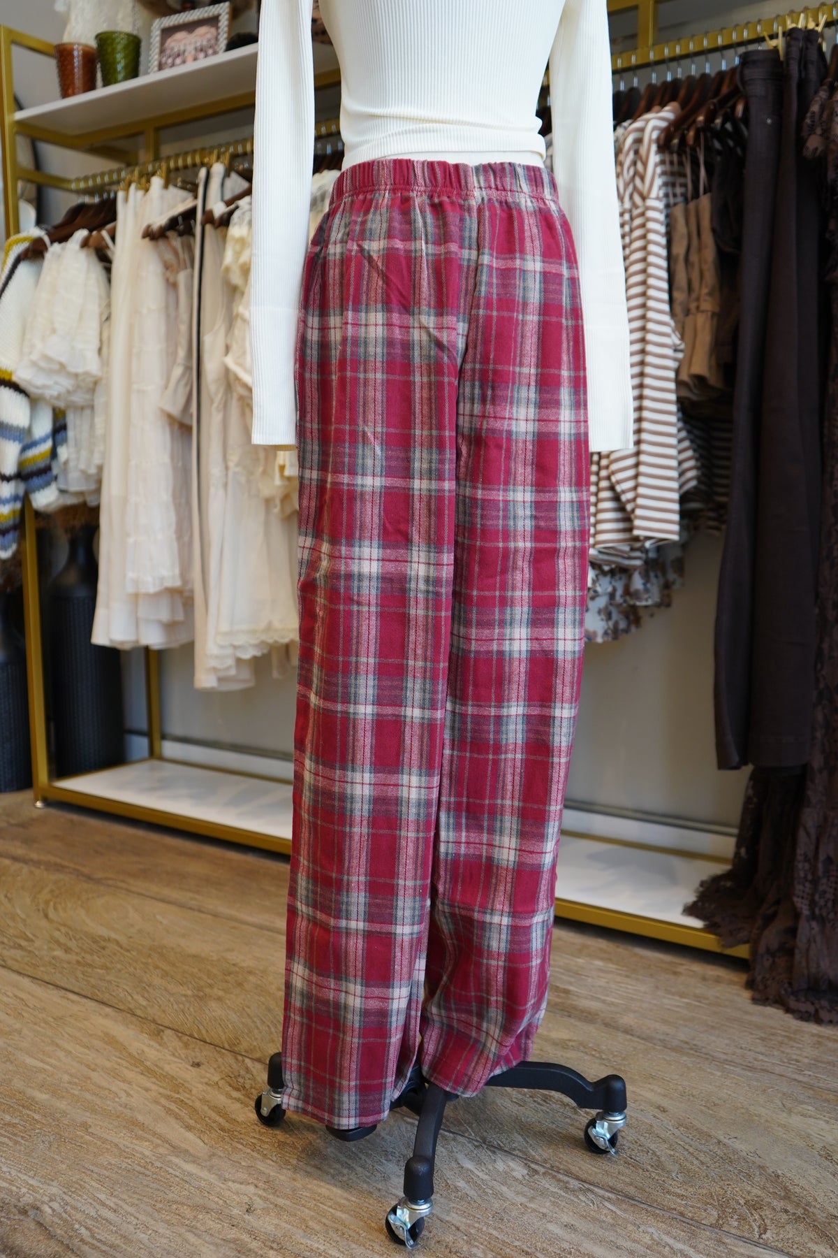 Kenzi Plaid Wide-Leg Pants