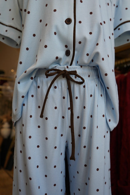Blue & Brown Polka Dot |  Pajama Set