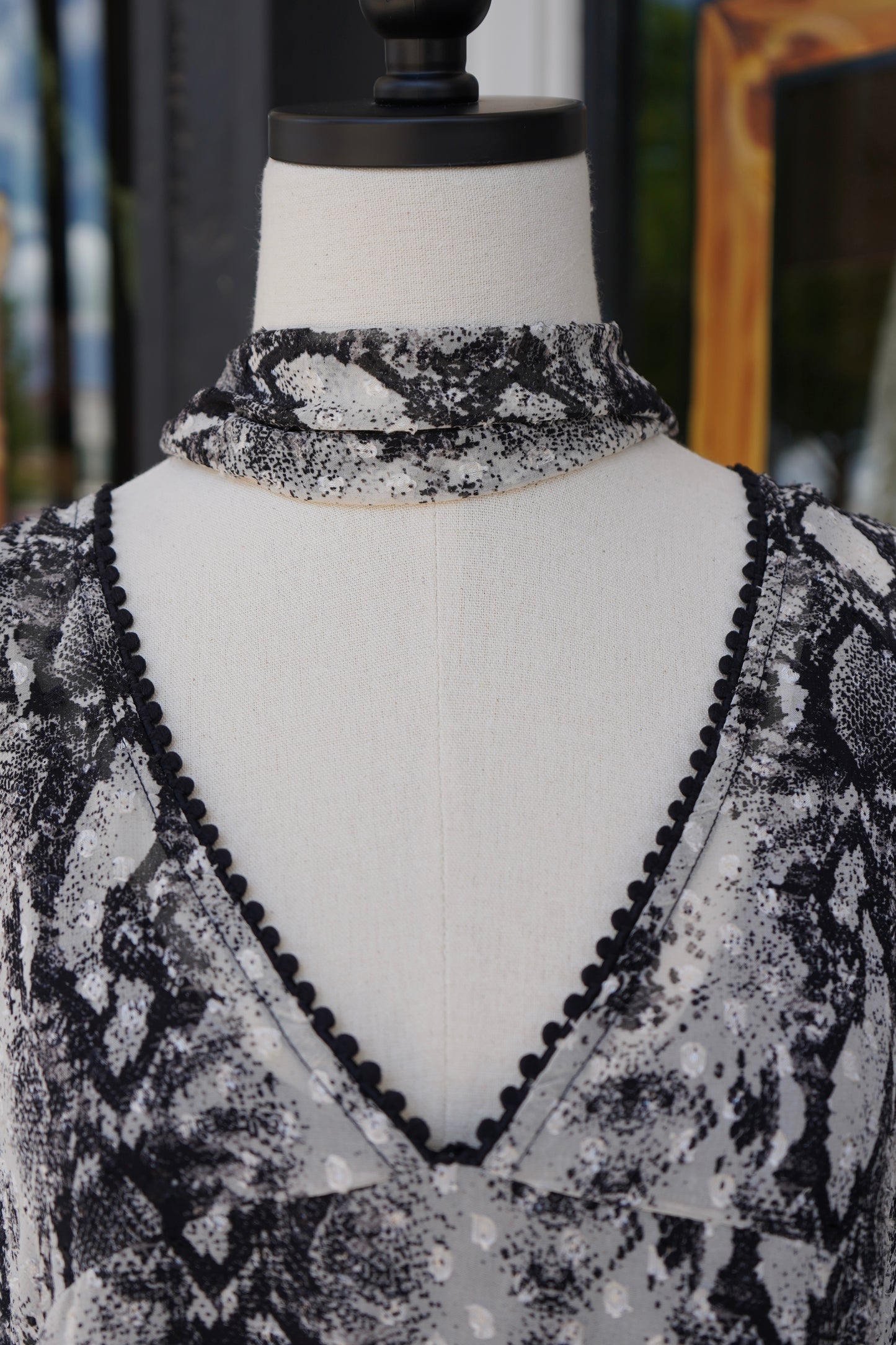 Caroline Snake Print Maxi Dress with Scarf