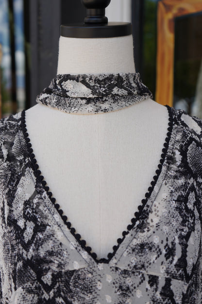 Caroline Snake Print Maxi Dress with Scarf