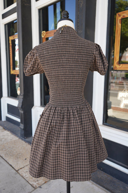 Angela Plaid Smocked Mini Dress