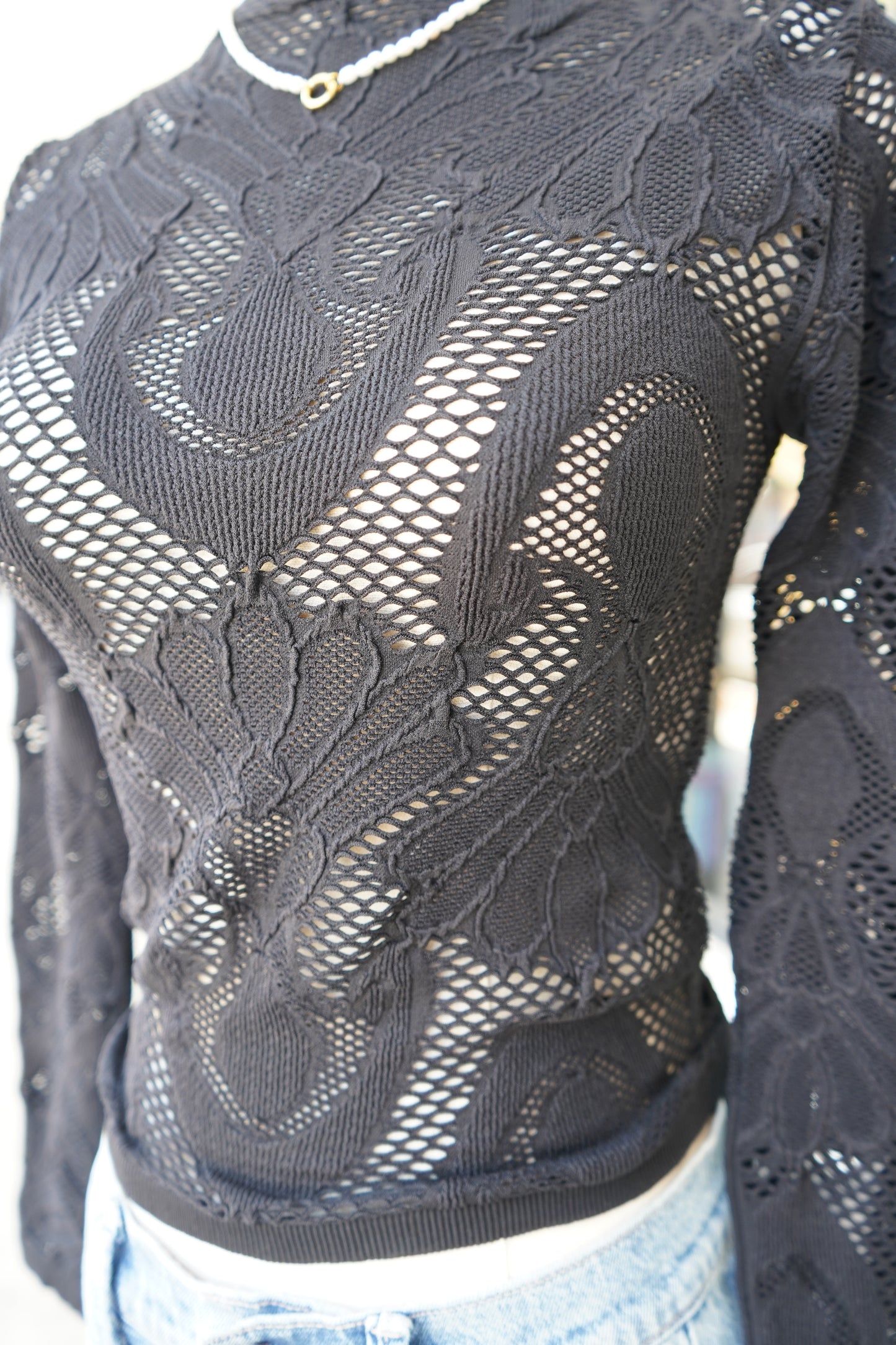 Bonnie Seamless Jacquard Mock Neck Long Sleeve