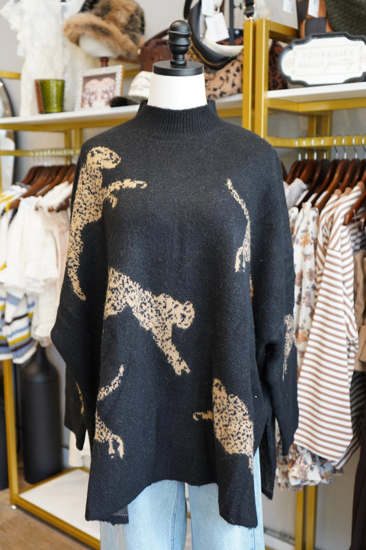 Hanna Cheetah Mockneck Sweater