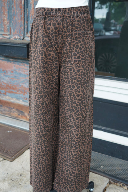 Carli Leopard Wide Leg Track Pants