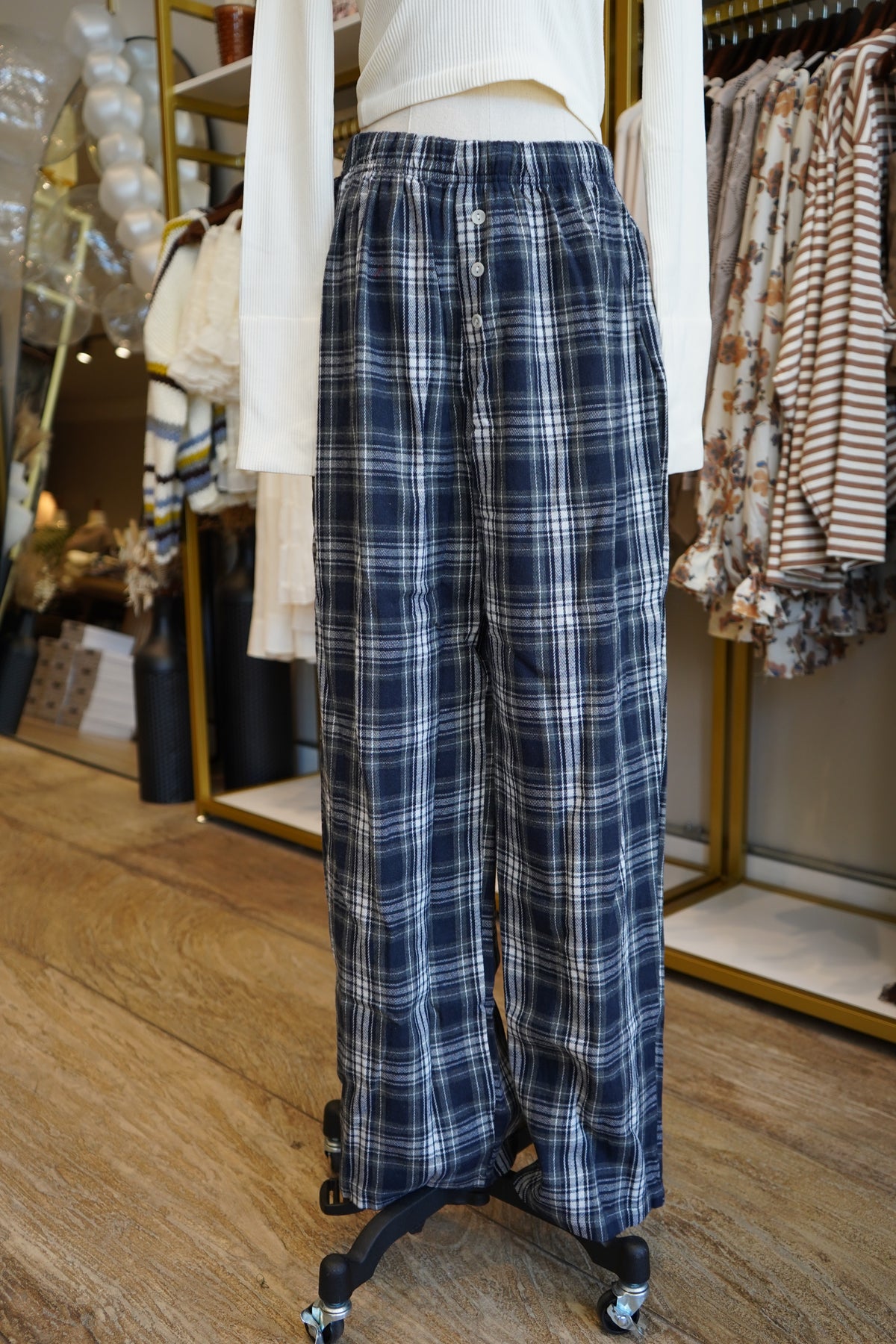 Kenzi Plaid Wide-Leg Pants