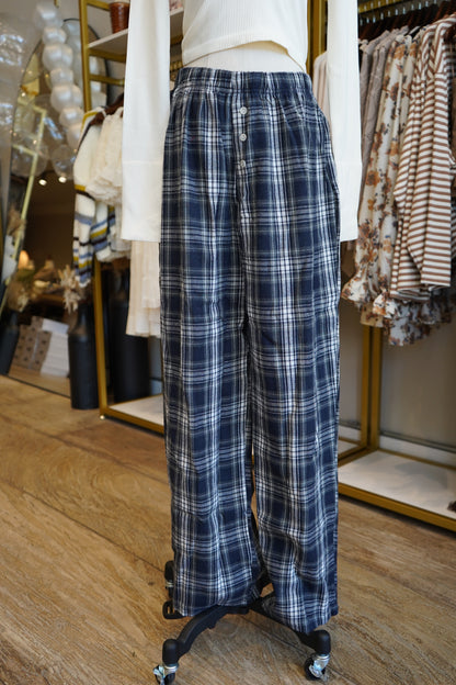 Kenzi Plaid Wide-Leg Pants