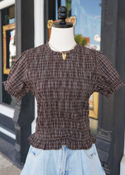 Dani Smocked Gingham Blouse