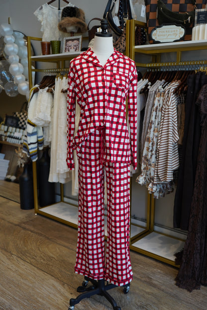 Red Gingham Pajama Set