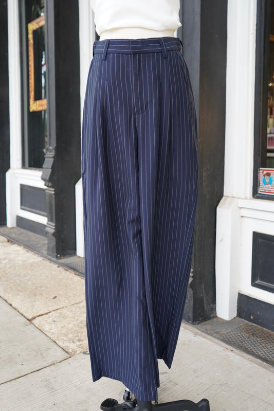 Tate Pinstripe Wide-Leg Trousers