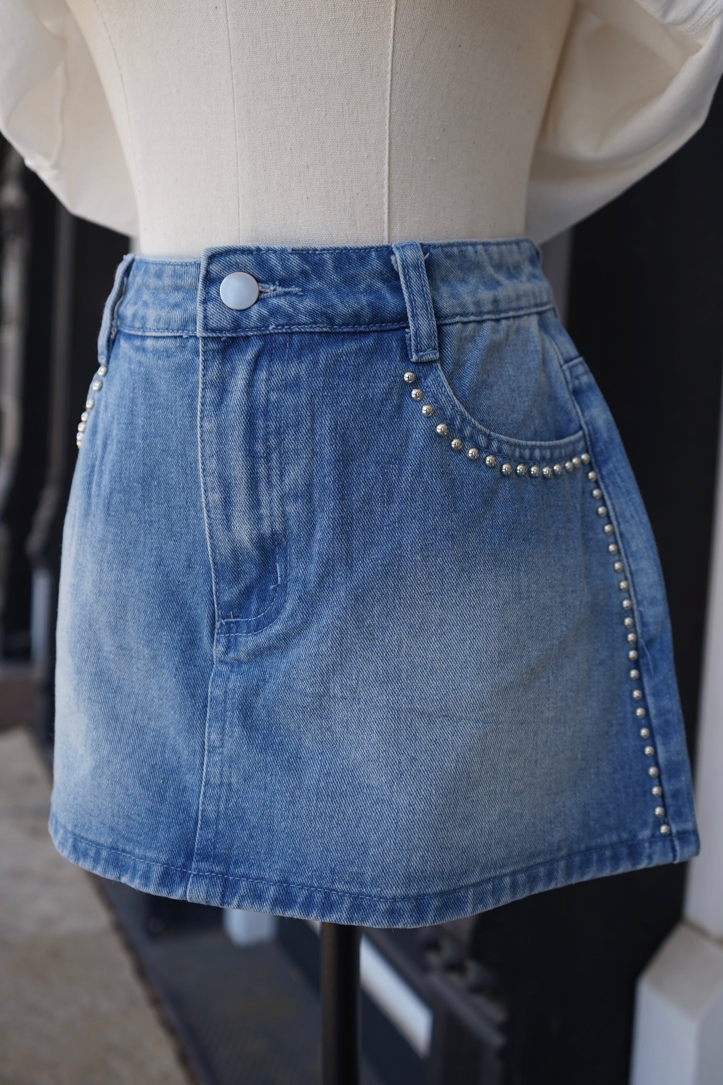 Meg Studded Denim Skort
