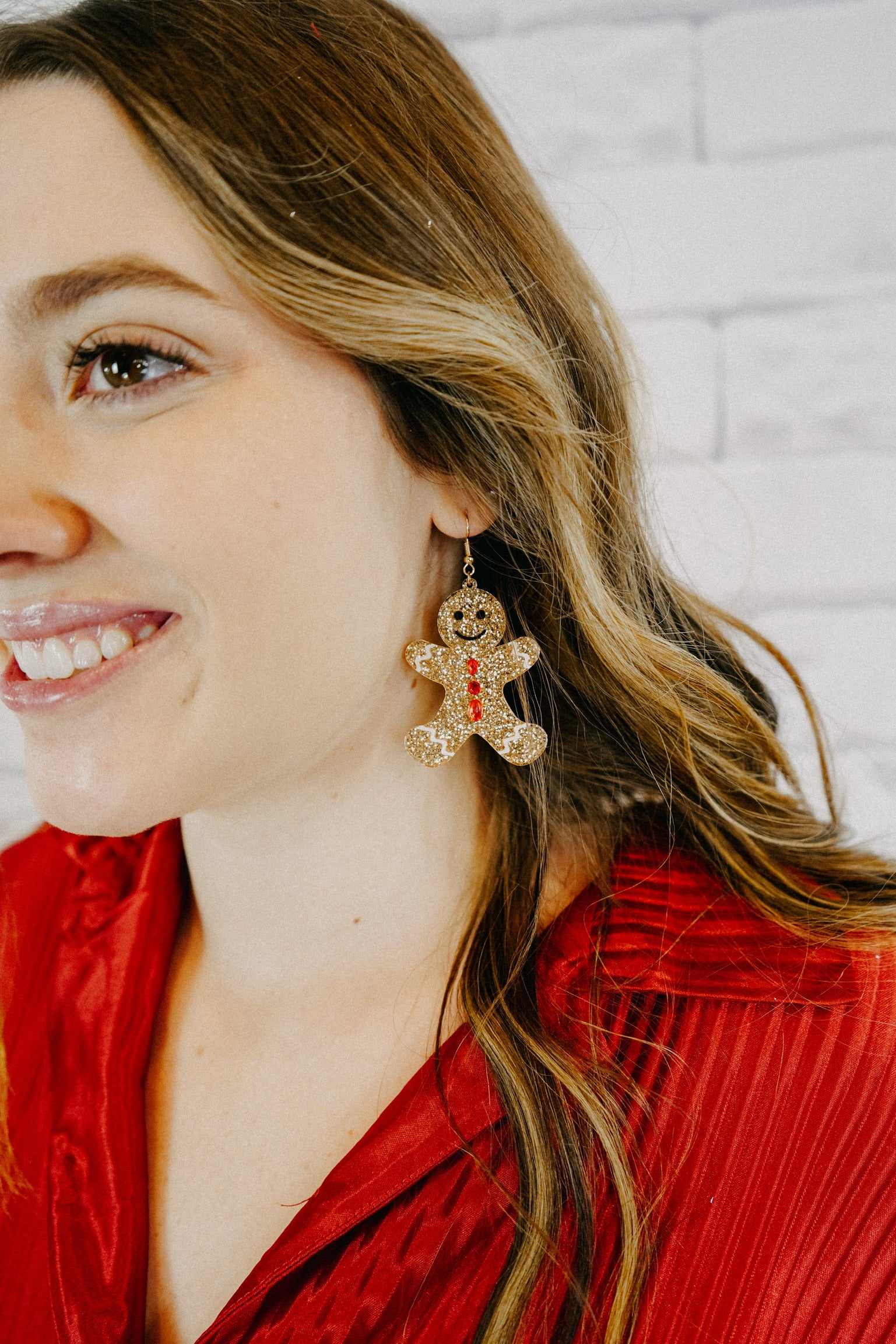 Sparkly Gingerbread Man Earrings