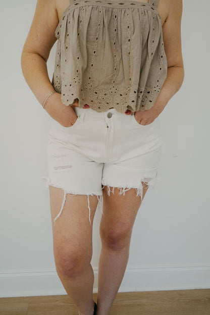 Abby Ivory Denim Shorts