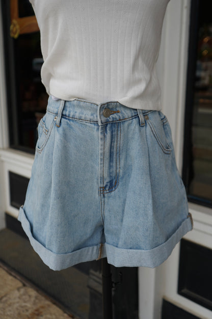 Summer Cuffed Denim Shorts