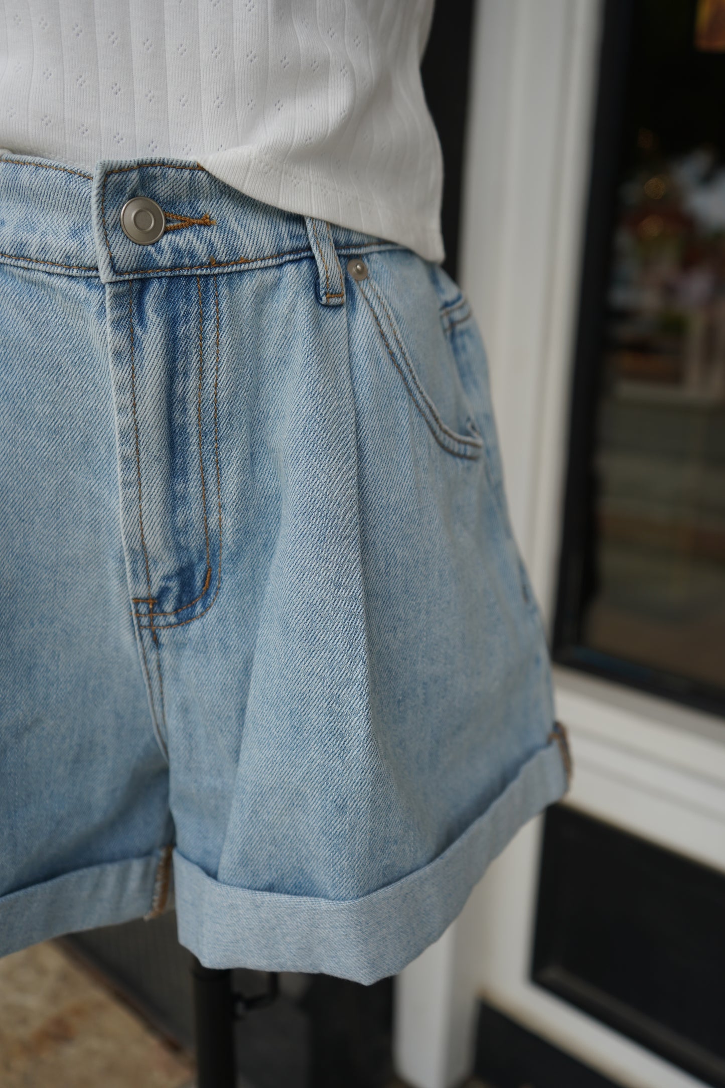 Summer Cuffed Denim Shorts