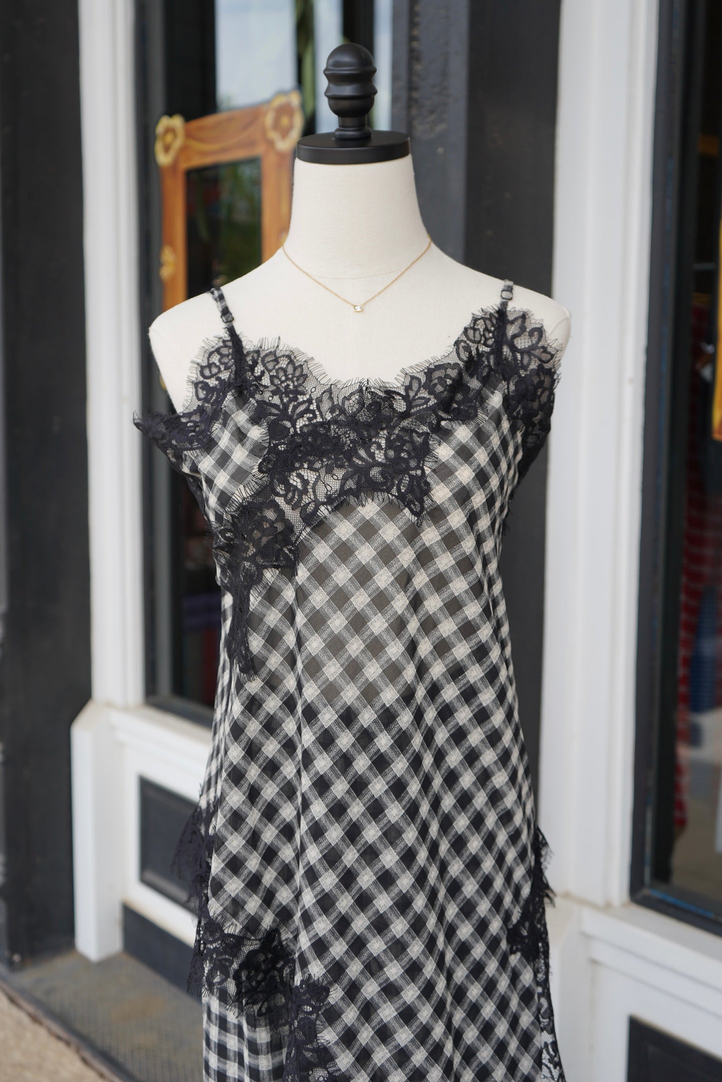Kendall Gingham Lace Trim Set