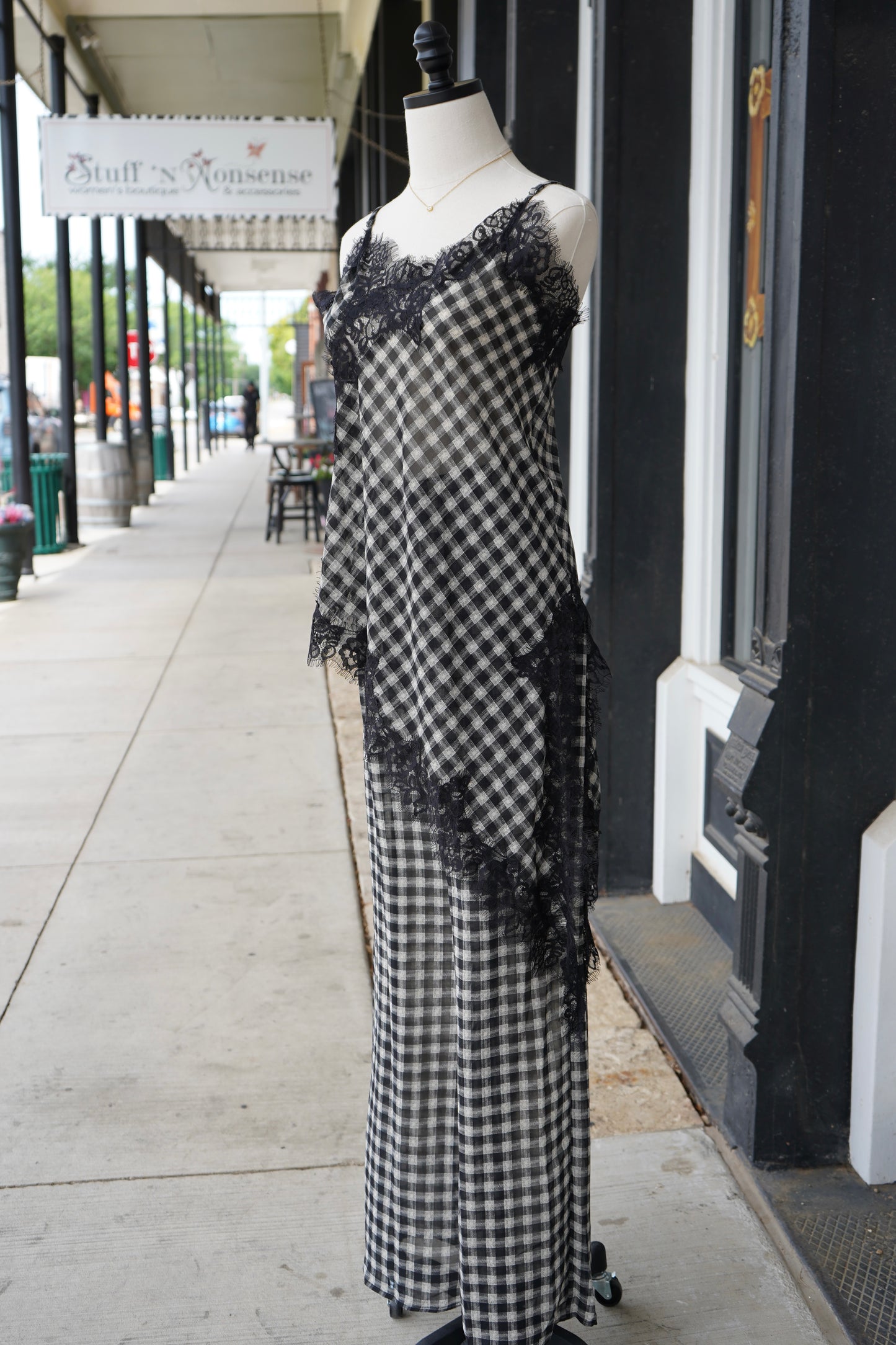 Kendall Gingham Lace Trim Set